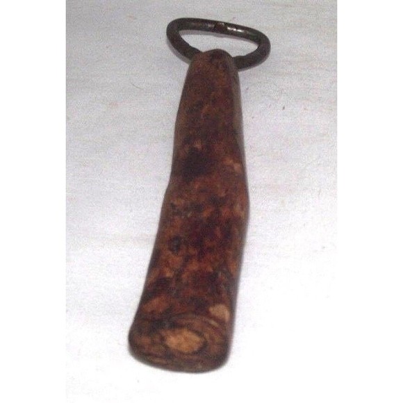Vintage Bottle Jar Opener Wood Handle Metal Hand Carved Bar Kitchen Tool Old - Picture 4 of 7
